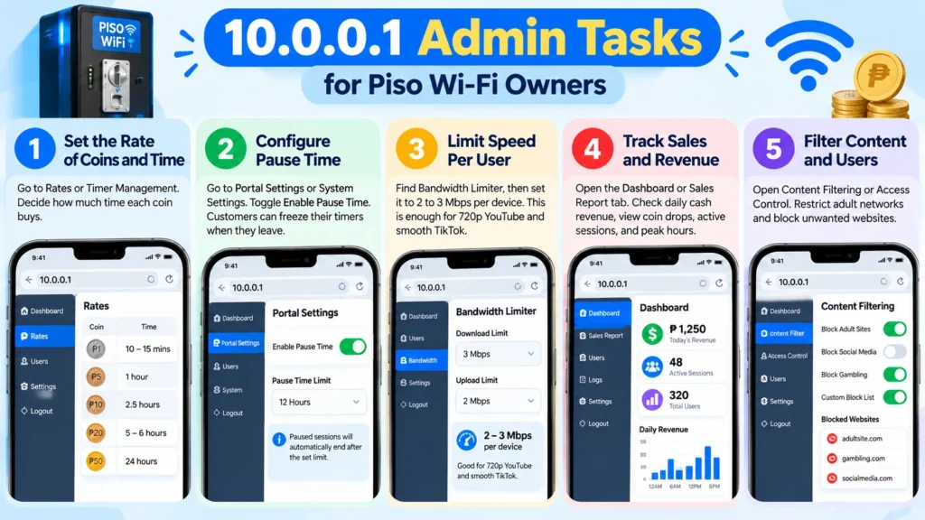 10.0.0.1 Admin Tasks for Piso Wi-Fi Owners
