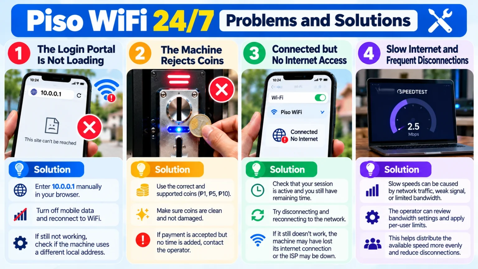 Piso WiFi 24/7 Problems and Solutions